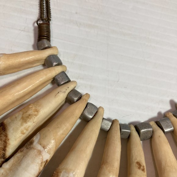 Wild Boar Tooth Necklace African Tribal Style - Picture 3 of 12